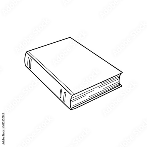 Blank hardcover book in sketch style with no cover design  