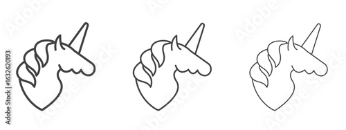 Unicorn icon in Line Art Style for Design collection