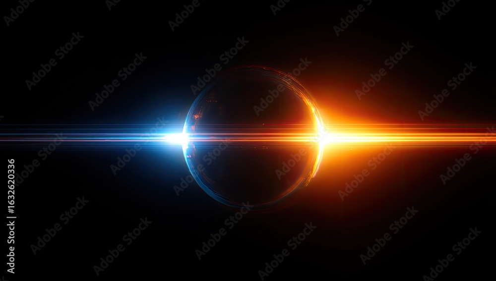 Obraz premium Cosmic orb, vibrant light streaks