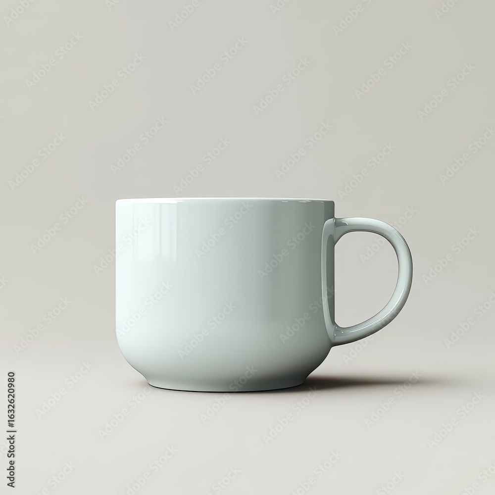 Obraz premium Light gray mug on a plain background.
