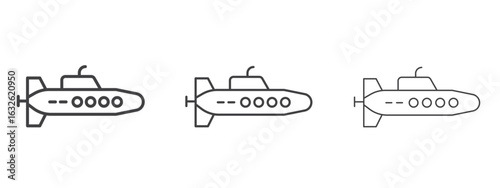 Submarine icon in Line Art Style for Design collection