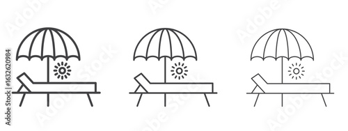 Sun bed icon in Line Art Style for Design collection