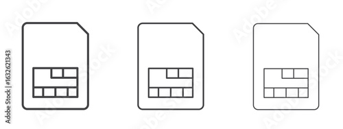 Sim card icon in Line Art Style for Design collection