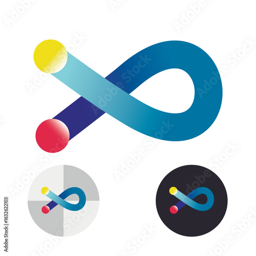 Vector illustration of a curved road leading from one destination to another. Logistics logo.