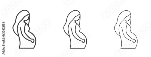 Pregnant woman icon in Line Art Style for Design collection
