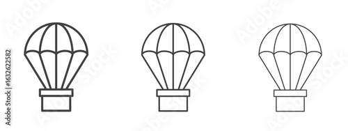 Parachute icon in Line Art Style for Design collection