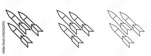 Missile icon in Line Art Style for Design collection