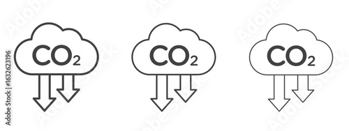 Low carbon dioxide icon in Line Art Style for Design collection
