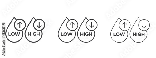 Low and high cholesterol icon in Line Art Style for Design collection