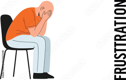 Illustration of man feeling frustrated and sitting on chair