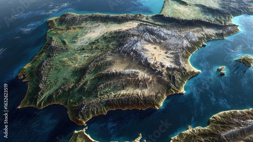 iberian peninsula aerial view landscape
