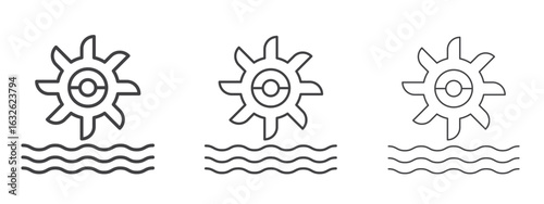 Hydro power icon in Line Art Style for Design collection