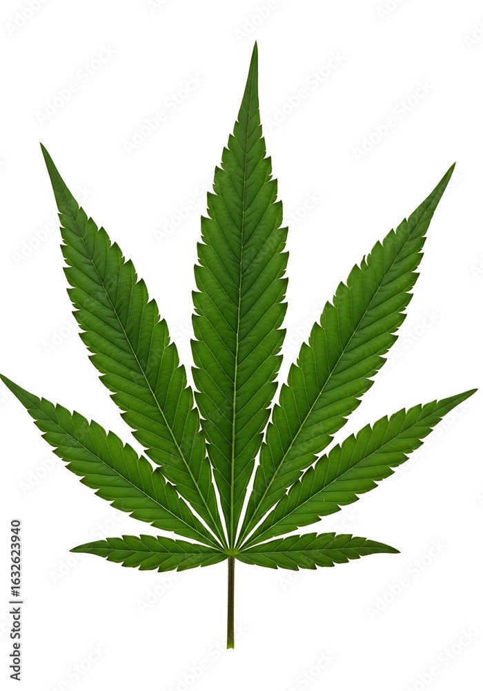 Close-up of a vibrant green cannabis leaf. Close-up of a vibrant green cannabis leaf.