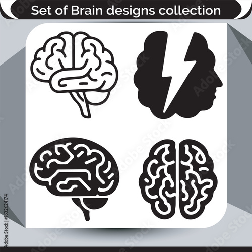 Diverse Brain Design Collection Creative Concept Ideas and Innovative Thinking Visualizations for Medical and Scientific Projects
