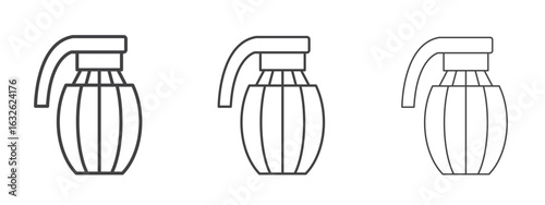 Hand grenade icon in Line Art Style for Design collection