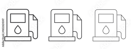 Gas station icon in Line Art Style for Design collection
