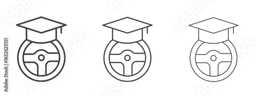 Driving school icon in Line Art Style for Design collection