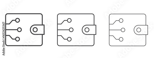 Digital wallet icon in Line Art Style for Design collection