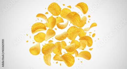 Flying potato chips overhead image