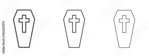 Coffin icon in Line Art Style for Design collection