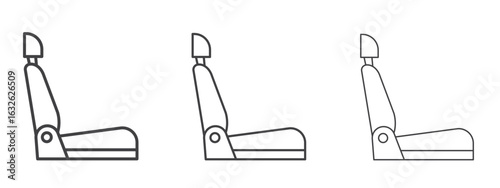 Car seat icon in Line Art Style for Design collection