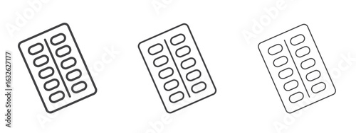 Blister drug pack icon in Line Art Style for Design collection