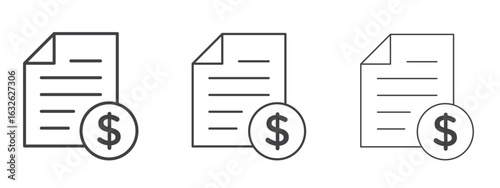 Bill paid icon in Line Art Style for Design collection