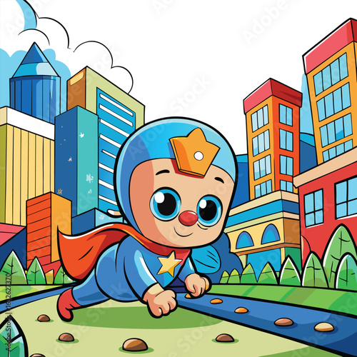 Delightful cartoon baby full of glee