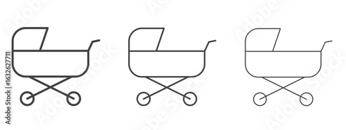 Baby carriage icon in Line Art Style for Design collection