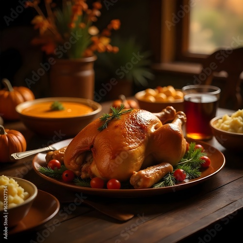 Wallpaper Mural A Festive Thanksgiving Feast Awaiting Celebration on a Rustic Wooden Table Ready to be Shared and Enjoyed Torontodigital.ca