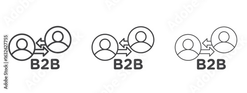 B2B icon in Line Art Style for Design collection