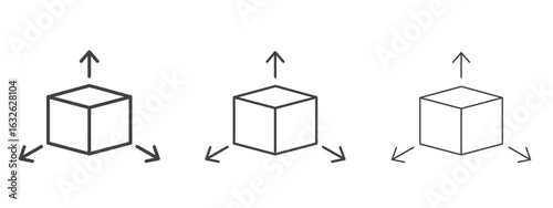 3D modeling icon in Line Art Style for Design collection