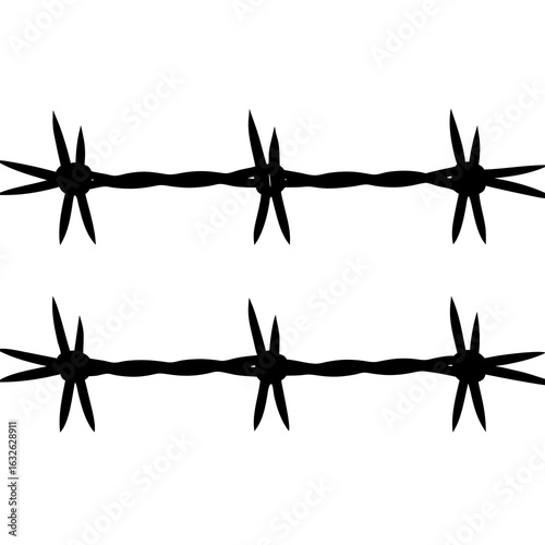 Three straight barb wires black vector