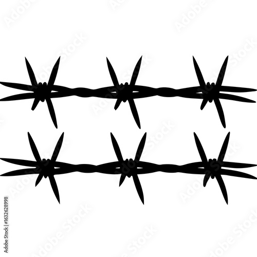 Three straight barb wires black vector