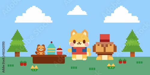 cute animal crossing birthday picnic park
