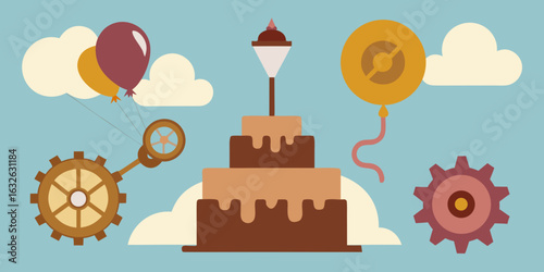 Fantasy steampunk birthday party gears