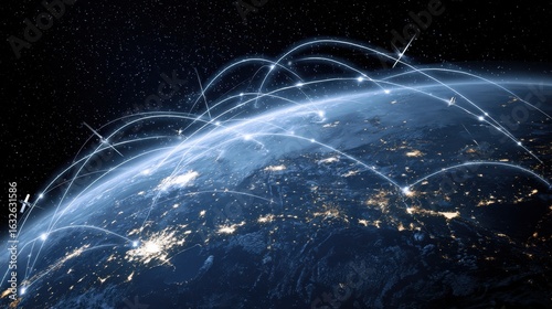 global network satellite connections earth