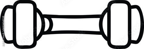 Simple black outline shows an isolated dumbbell centered on a white background