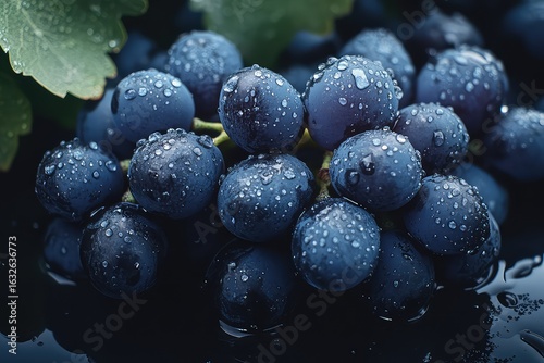 Wallpaper Mural A cluster of ripe grapes with water droplets, highlighting their glossy skin and freshness Torontodigital.ca