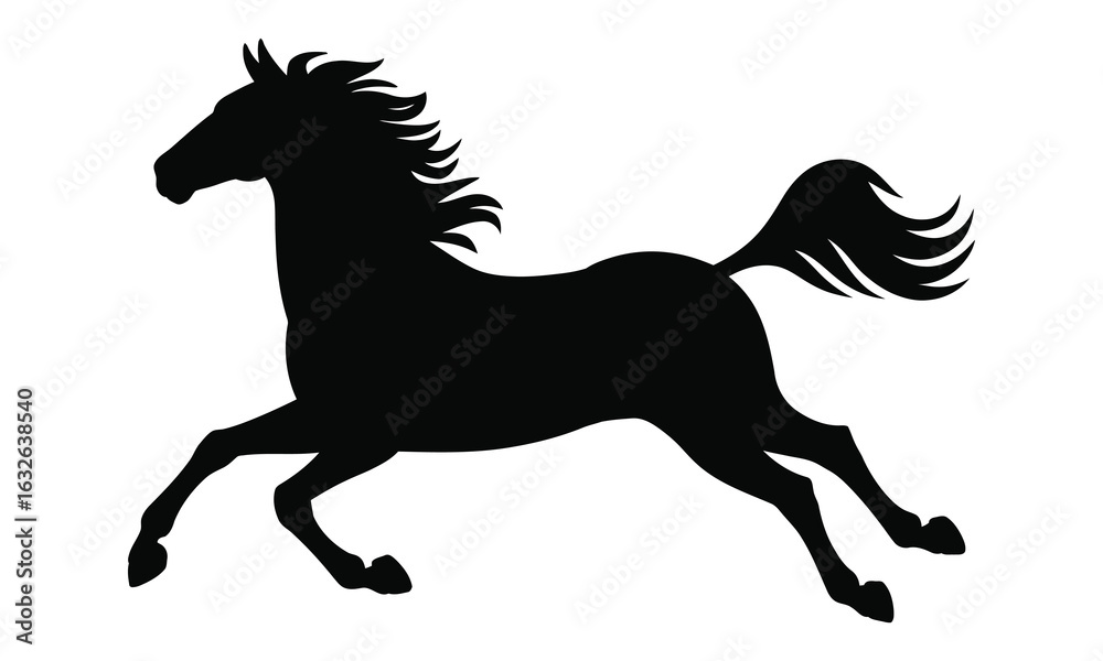 Obraz premium Running Horse Silhouette - Galloping Stallion Vector Graphic Design