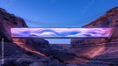 Illuminated Canyon Bridge: A Nighttime Spectacle