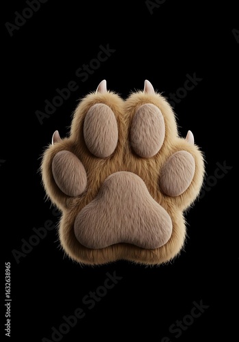 Detailed illustration of a fluffy animal paw print.