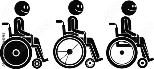 Wheelchair user disability access stick figure illustration