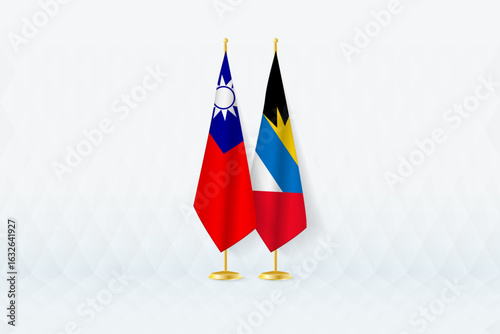 Taiwan and Antigua and Barbuda Flags Side by Side, Symbol of International Partnership.
