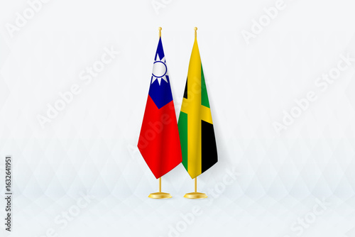 Taiwan and Jamaica Flags Side by Side, Symbol of International Partnership.