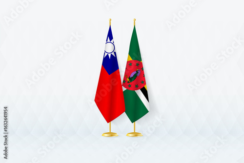 Taiwan and Dominica Flags Side by Side, Symbol of International Partnership.
