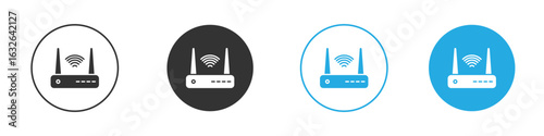 Wifi modem icon in editable flat vector in black and white