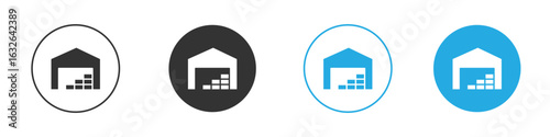 Warehouse icon in editable flat vector in black and white