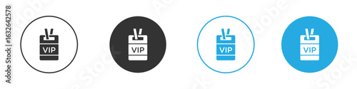 VIP neck tag icon in editable flat vector in black and white