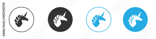 Unicorn icon in editable flat vector in black and white